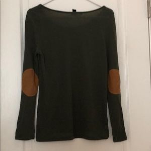Olive Green elbow patched long sleeved shirt